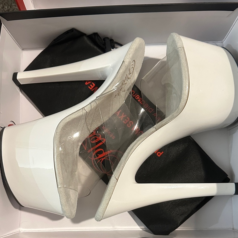 Pleaser White and Clear Heels